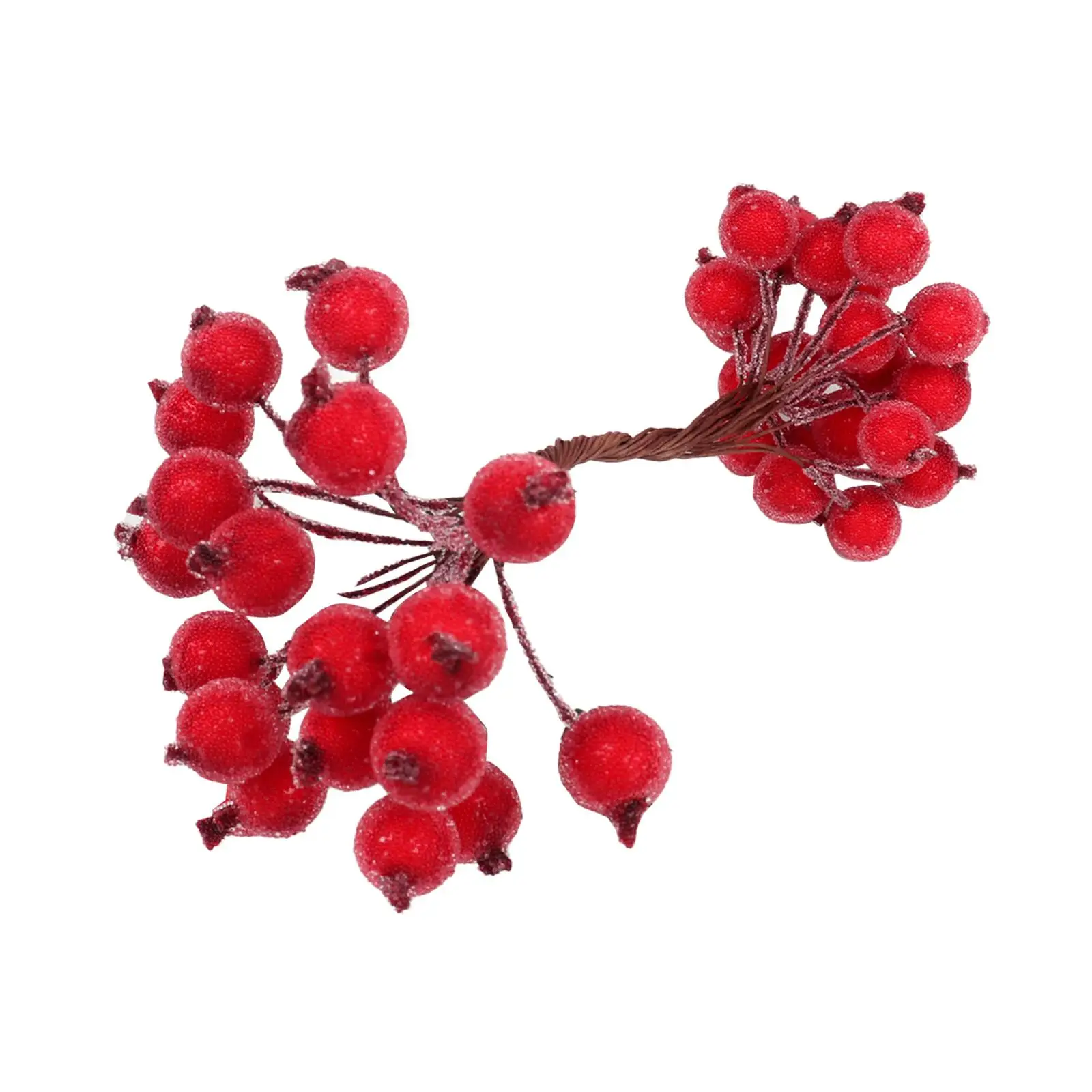Artificial Frosted Holly Berries Xmas Ornament with 40 Heads 20 Wire Stems for Vase Fillers Wedding Party Valentine Winter