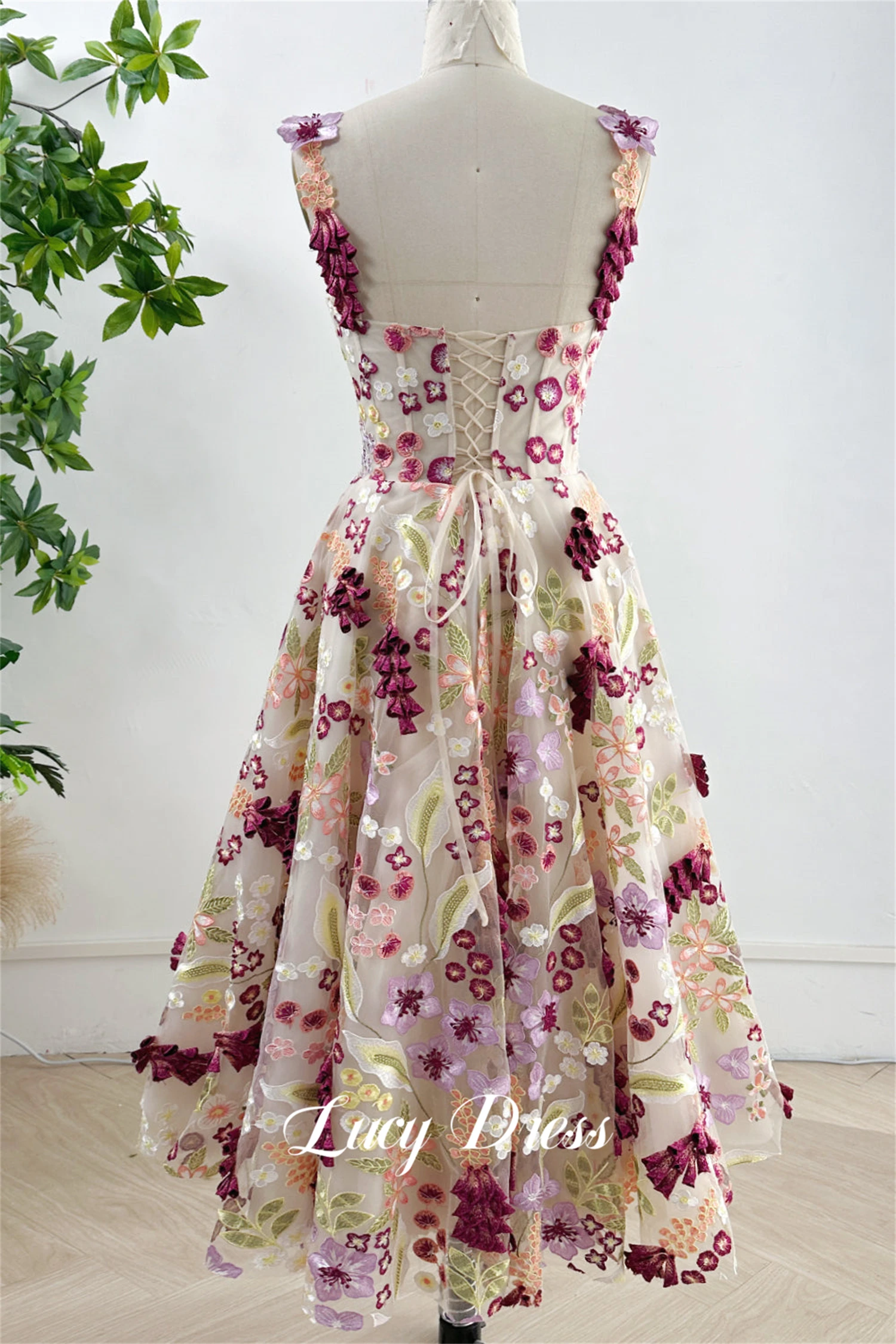 Vestido de festa de tecido floral linha um comprimento médio vestido de formatura baile elegante vestidos longos mulher robe de soiree femmes personalizado