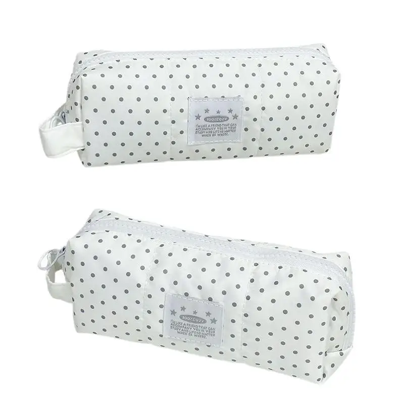 Polka-Dot-Federmäppchen mit weich gepolstertem Stoff und glattem Reißverschluss, perfekt für Schüler, Schule, Büro und zur Aufbewahrung von Schreibwaren. – Detail 5