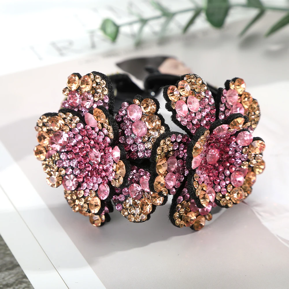 AWAYTR Colorful Crystal Flower Hair Claw Large Flowers Women Crab Clamp Barrettes Hair Clip Shark Clip Hair Accessories