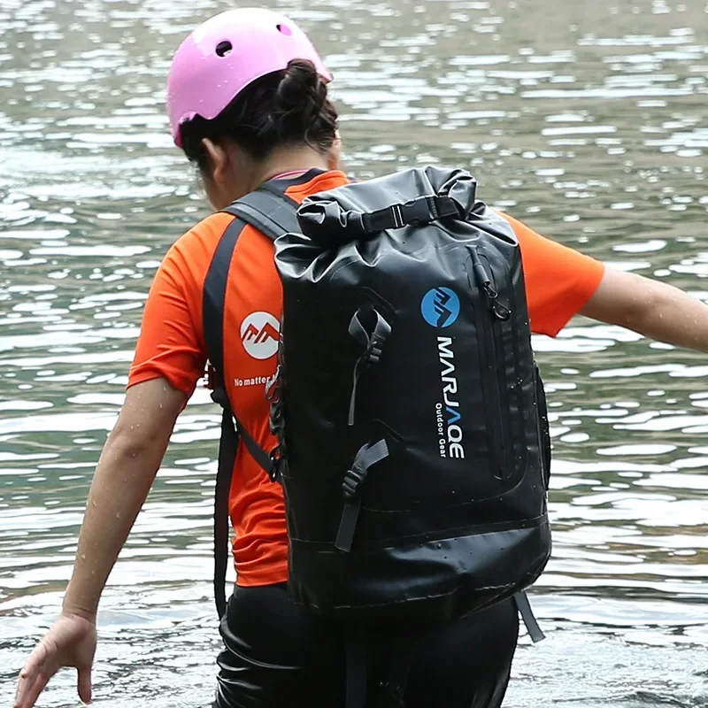 PVC Dry-Wet Separation Waterproof Pack Outdoor Wading Backpack IPX6 Wear Resistant Water sport Bag 30L