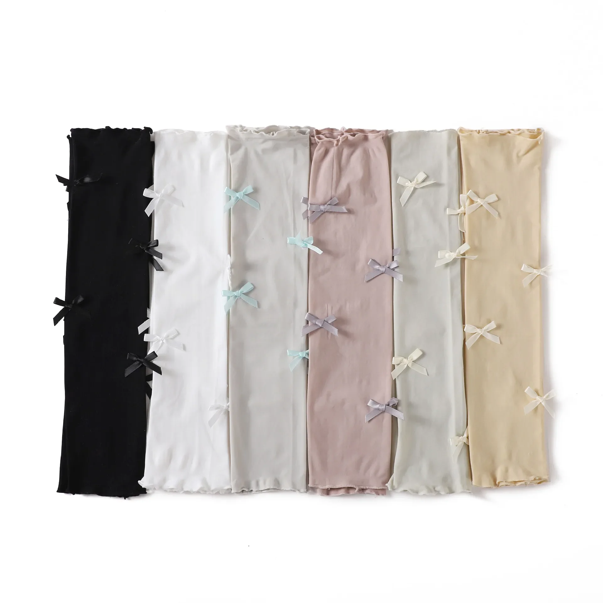 المرأة Bowknot الحرير الجليد أكمام أذرع تبريد مرونة غطاء للذراع كم طويل بلون الأشعة فوق البنفسجية حماية القيادة الذراع واقية ركوب الخيل في الهواء الطلق