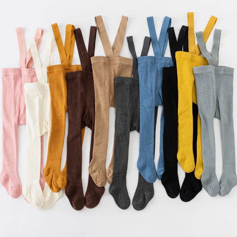 

Baby Cute Knitted Tights Boys Girls Pantyhose Casual Suspender Tights Infant Toddler Autumn Spring Leggings Solid Color Clothing