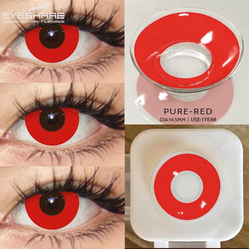 EYESHARE Cosplay Farbige Kontaktlinsen für Augen, jährliche Verwendung, Make-up, verrückte Halloween-Schönheit, rote Kontaktlinsen, Augenkosmetik – Detail 16