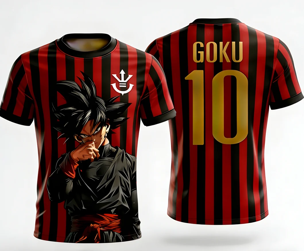 New 2026 Dragon Ball Official 3D Print Goku 10# Football Jersey Training Wear Parent-child S-6XL 90cm-160cm Trendy Tees