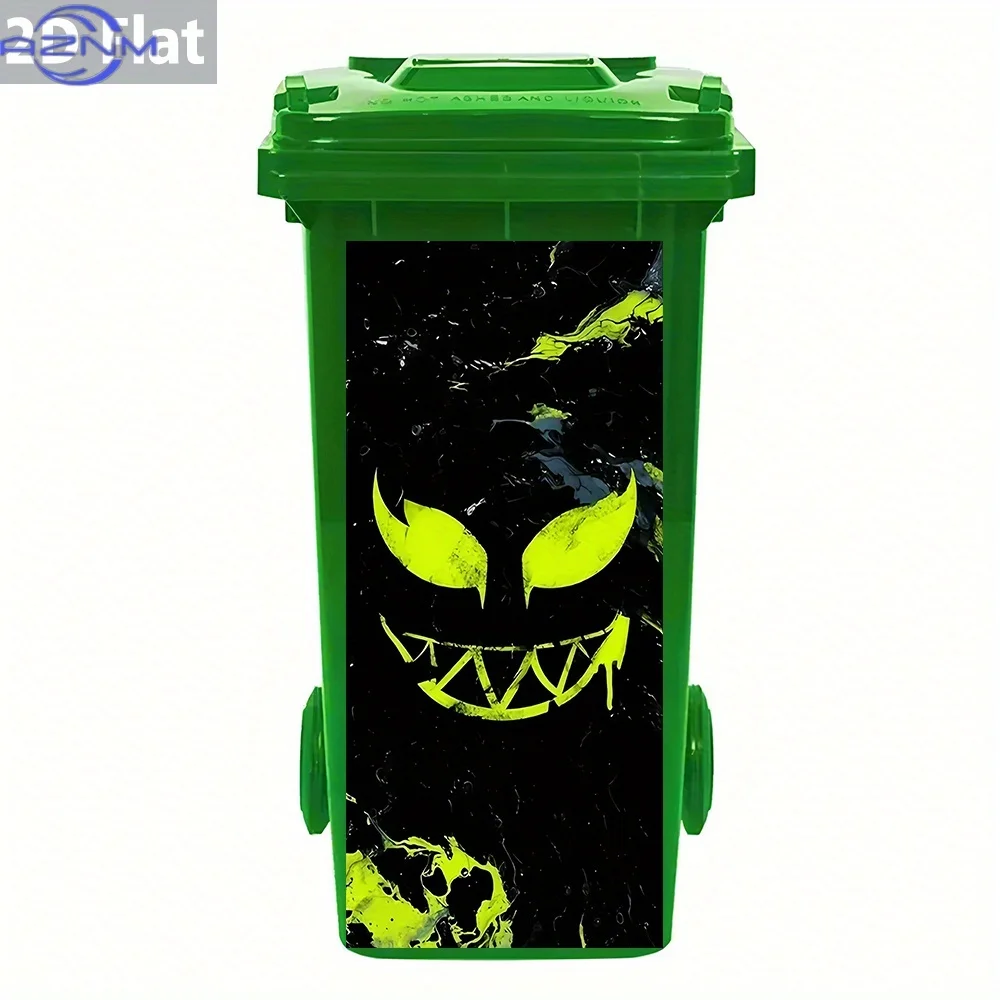 1pc 2D Flat Fluorescent Evil Eye Trash Can Sticker – Waterproof, Glow in the Dark, Menacing and Mysterious, Abstract-Themed, B