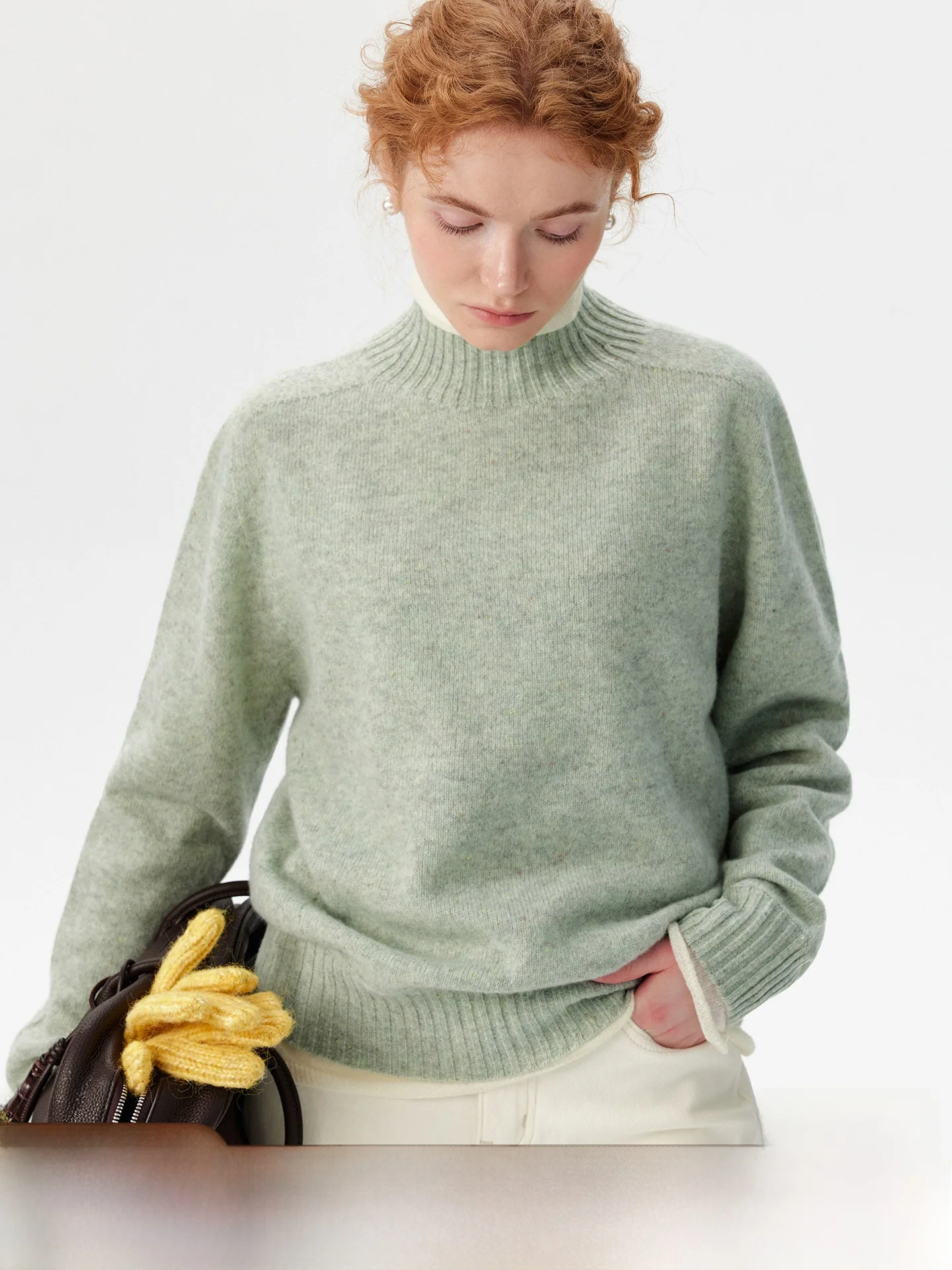 

Soft Woolen Knitted Sweater round Ne Vintage Sle 00% Camere plus Women's Casual Comfortable Warm Long Sve Top