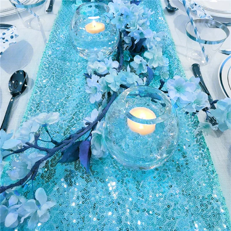 Gold Silver Sparkly Sequin Table Runners Mesh Table Runners for Sequin Christmas Birthday Baby Shower Party Wedding Decoration