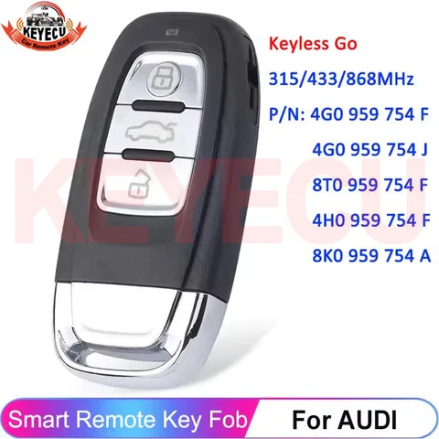 Бесключевой автомобильный пульт дистанционного управления KEYECU 754J для Audi A4 A5 A6L A7 A8 Q5 4G0959754F 4G0959754J 8T0959754F 4H0959754F 8K0959754A