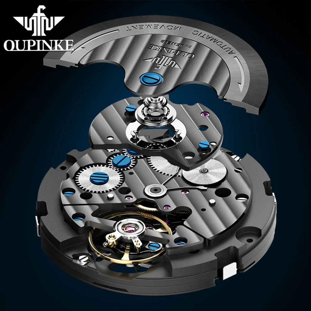 OUPINKE 3255 Nuevo reloj para hombre de alta calidad Reloj mecánico automático Sky de lujo ﻿   Caja de regalo de relojes de acero de tungsteno resistente al agua de 50M