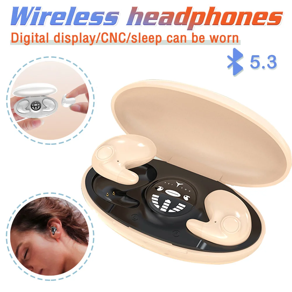 Mini Invisible Sleep Wireless Earphone TWS Bluetooth 5.3 Mini Hidden Headphones IPX5 Waterproof Noise Reduction Sports Earbuds
