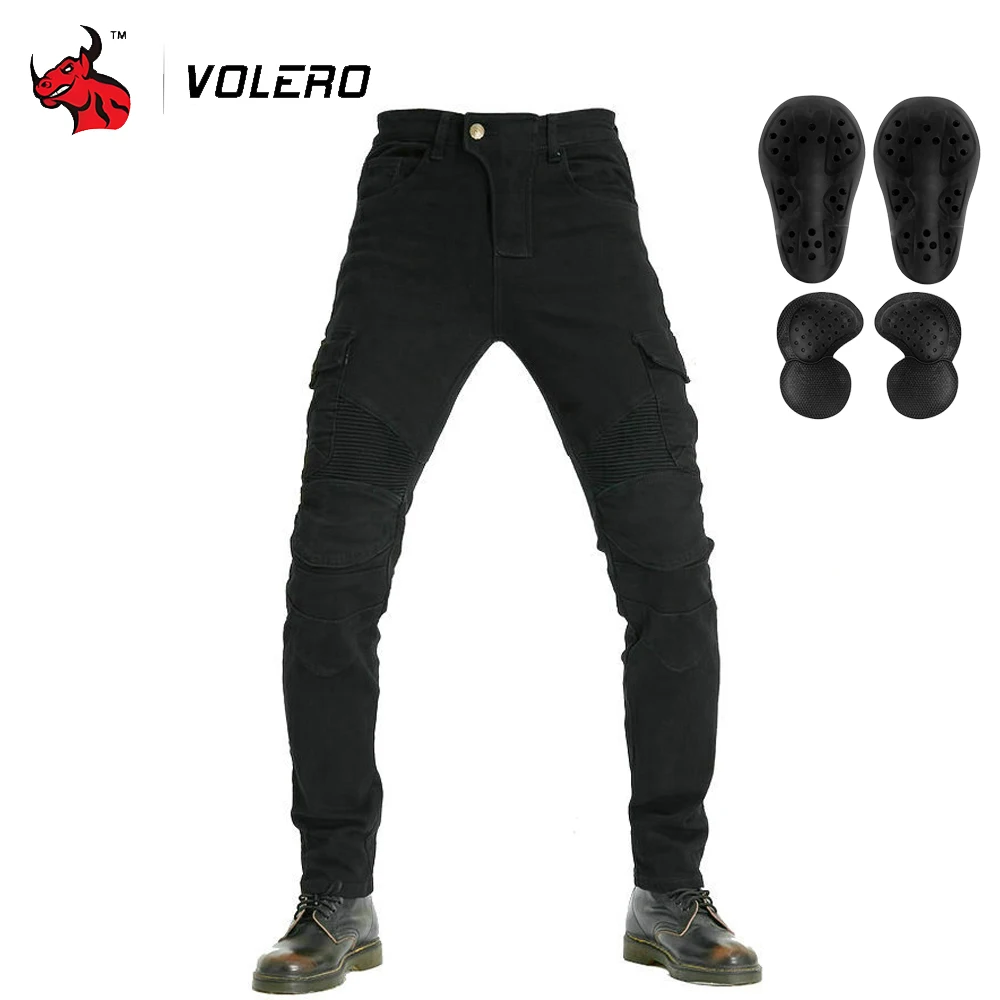 

Motorcycle Jeans Men'S Winter Velvet Cycling Pants Military Green Multi Pocket Motorcycle Work Pants