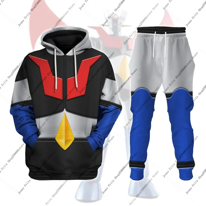 Popular Mazinger Z Anime Robot 3D Print Hoodies Suit Man Woman Tracksuit Pants 2pcs Sets New Kids Pullover Cosplay Hoodie