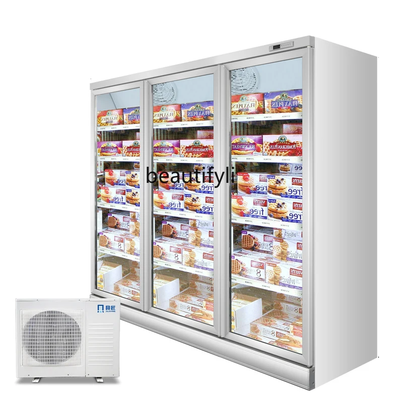 Freezer commercial vertical large-capacity freezing display cabinet quick-freezing  transparent glass  freezing split type