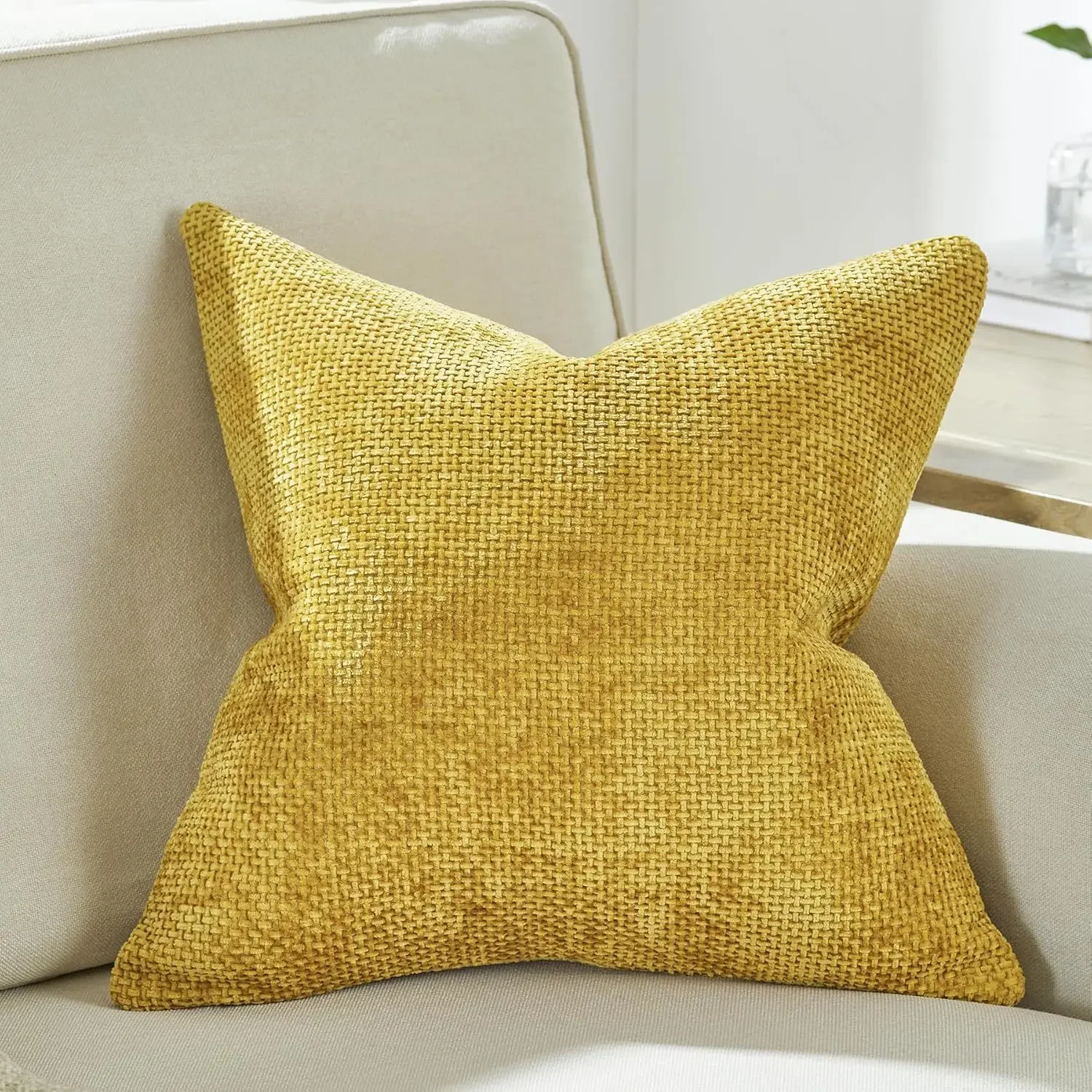 Cross Woven Cushion Cover Soft Yellow White Creamy-white Grey Cozy Chenille 45x45cm 50x50cm 60x60cm Pillow Case Home Decoration