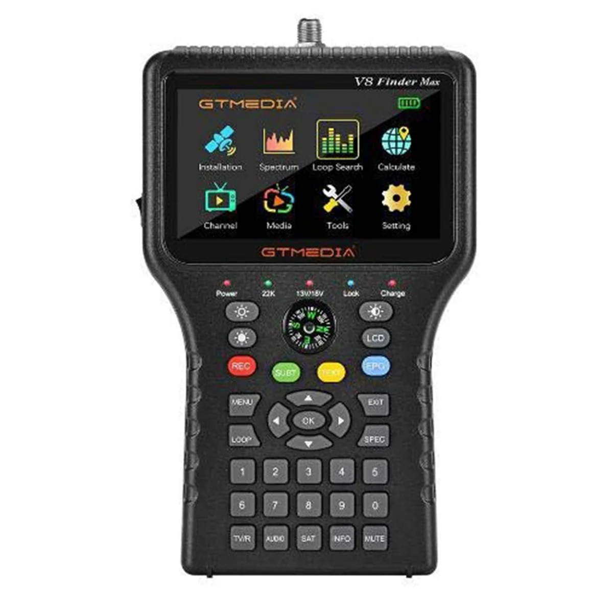 A57G-GTMEDIA V8 Finder Max Satellite Finder Meter 4.3 Inch LCD DVB-S/S2/S2X H.265 Upgraded V8 Finder2 Pro2 V7 S5X SATLINK WS-693