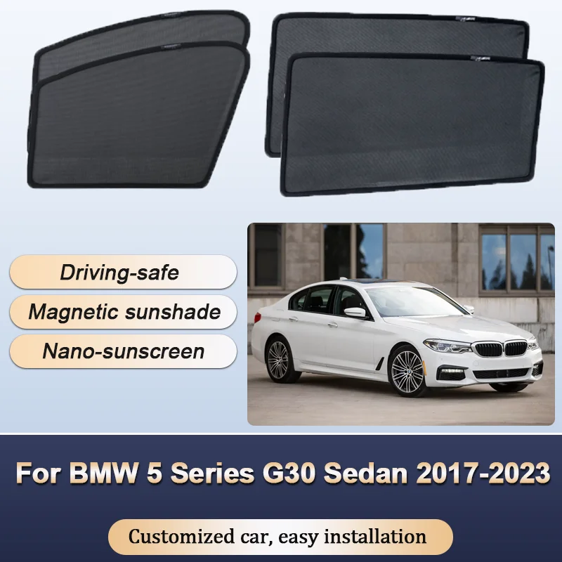 

Солнцезащитные шторки для BMW 5 серии G30 Sedan 2017 2018 2019-2023 2022, магнитные солнцезащитные козырьки с теплоизоляцией, аксессуары для автомобиля