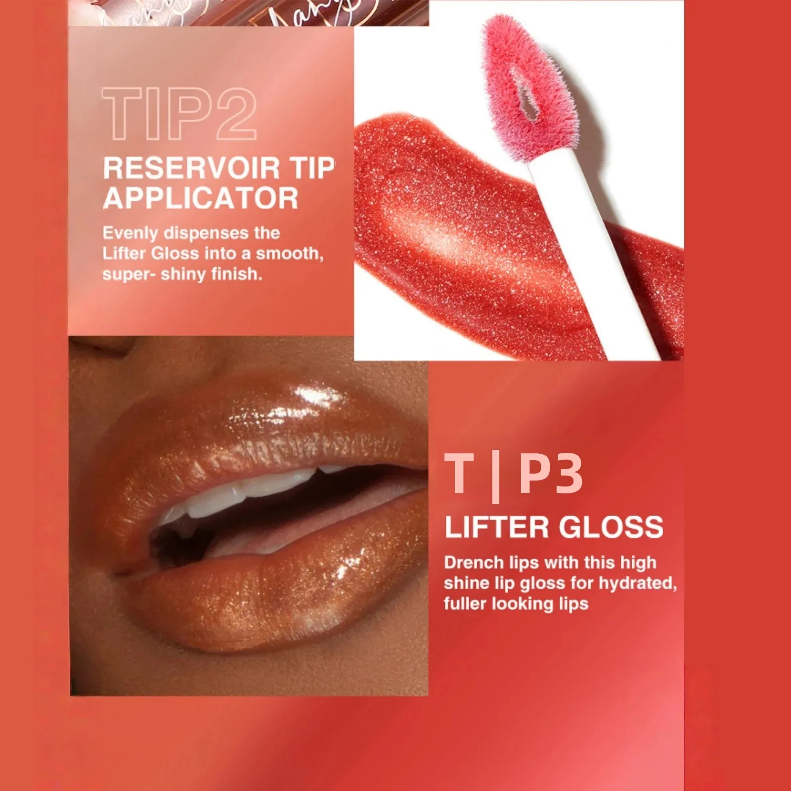 8 Colors Hyaluronic Acid Glitter Lipgloss Moisturizing Non-Stick Cup Natural Nude Lip Tint Long Lasting Lipstick Cosmetic Makeup