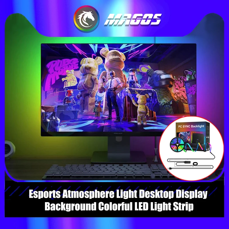 PC SYNC Backlight E-Sport Atmosphere Lights, Display Background Light Belt, Comes With Software Control for 24-42inch Screen