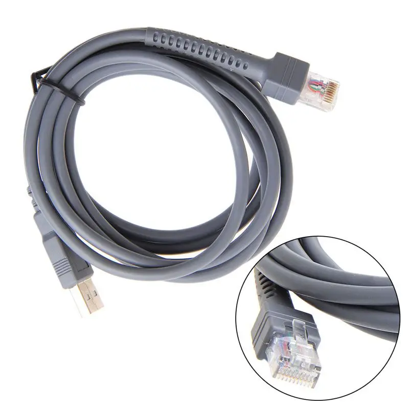 Scan Gun Data Cable Connection Line Symbol Barcode Scanner LS1203 LS2208 LS4208 CBA-U01-S07ZAR 7-foot 2M USB Cable