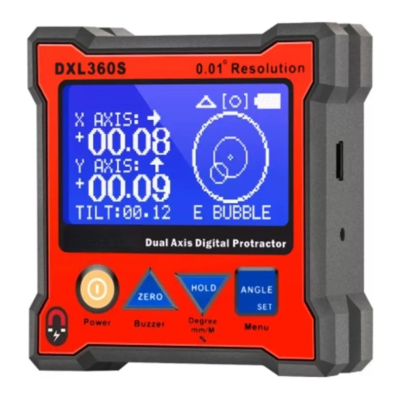 DXL360S/DXL360 High Precision Digital Dual-Axis Inclinometer Level Gauge Rechargeable 5-Side Magnetic Base