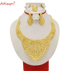 Adixyn Luxury Dubai Gold Color Jewelry Sets For Women Indian Necklace/Earrings/Ring African Nigerian Bridal Jewellery N04143