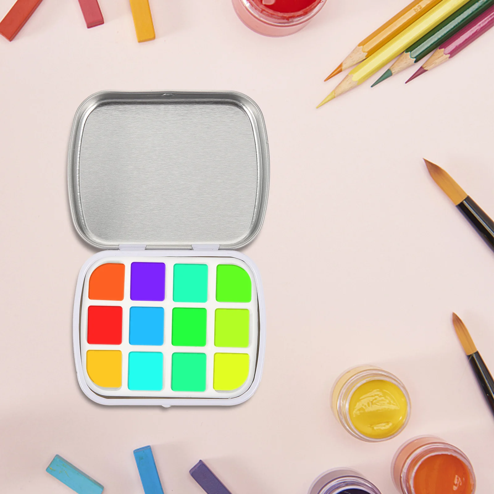 1 مجموعة صندوق الصباغ المائية فارغة المائية القصدير المحمولة الطلاء حقيبة للتخزين للفنانين الطلاب لوازم الرسم لوحة فنية