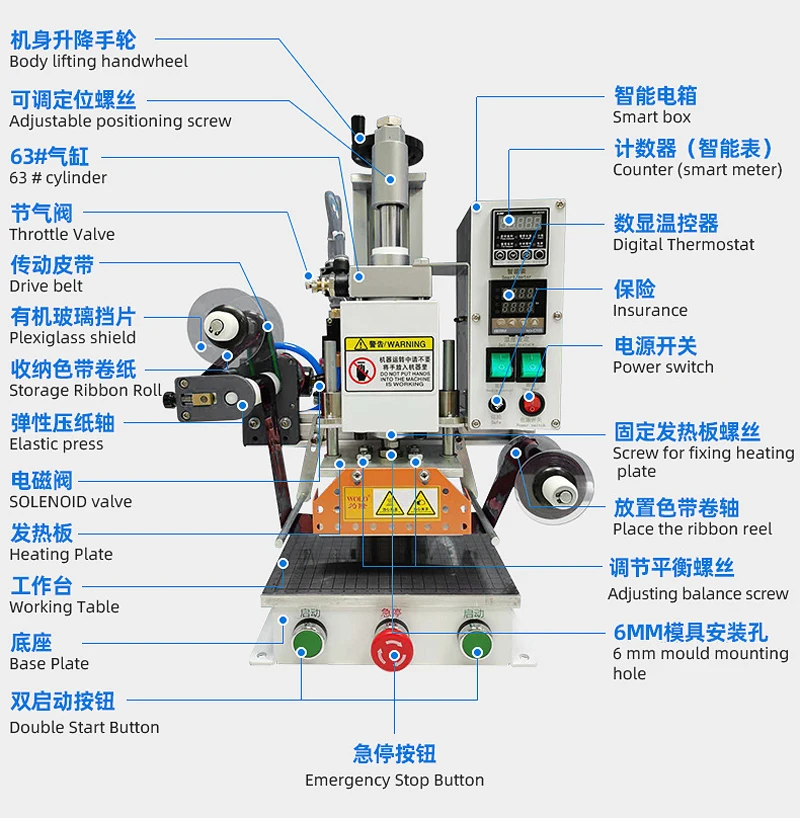 Automatic Paper-feeding Hot Stamping Machine, Small Pneumatic Embossing for Trademark Leather Paper Plastic Indentation Wood