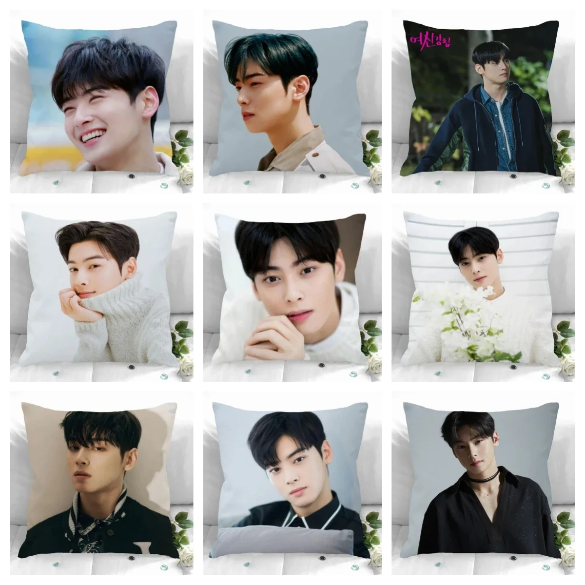 

New Custom Cha Eun Woo Pillowcases Printed Square Pillowcase Home Decorative Zipper Pillow Cover 35X35cm40X40cm Double-Sided