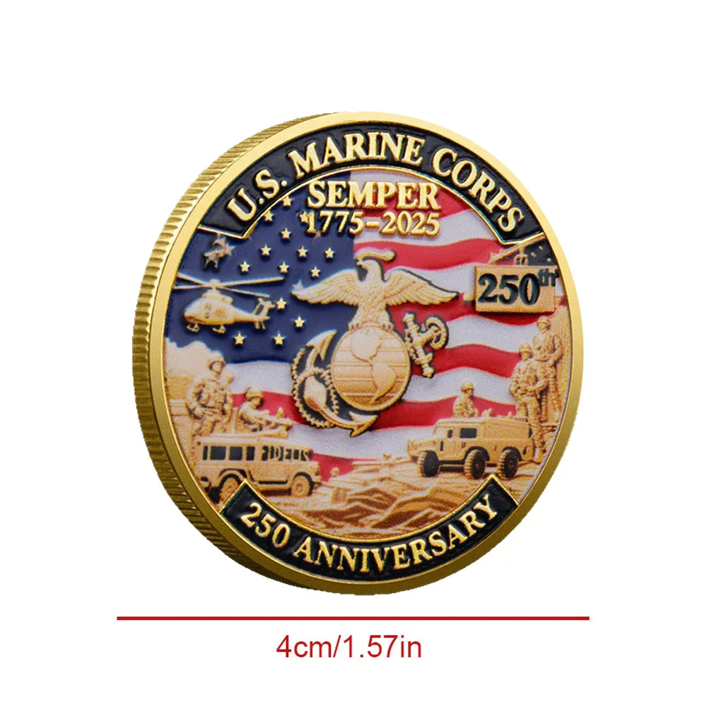1Pc US Marine Corps Souvenir Coin Gold Plated 1775-2025 250Th Anniversary Collectible Coin Holiday Home Decor Gifts for Family - Image 2