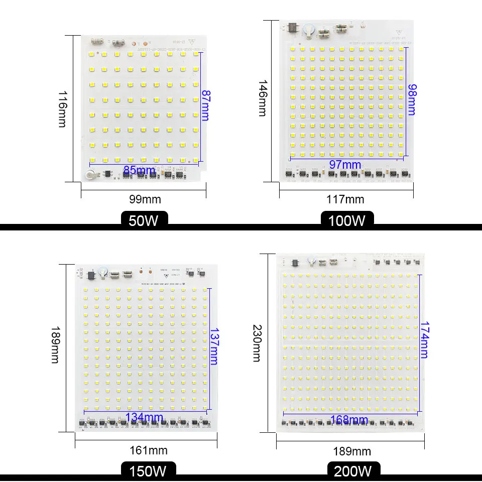 LED-Lampenchips, 220 V, SMD-Birne, 2835, intelligenter IC-LED-Lichteingang, 10 W, 20 W, 30 W, 50 W, 100 W, 150 W, 200 W, für Außenflutlicht