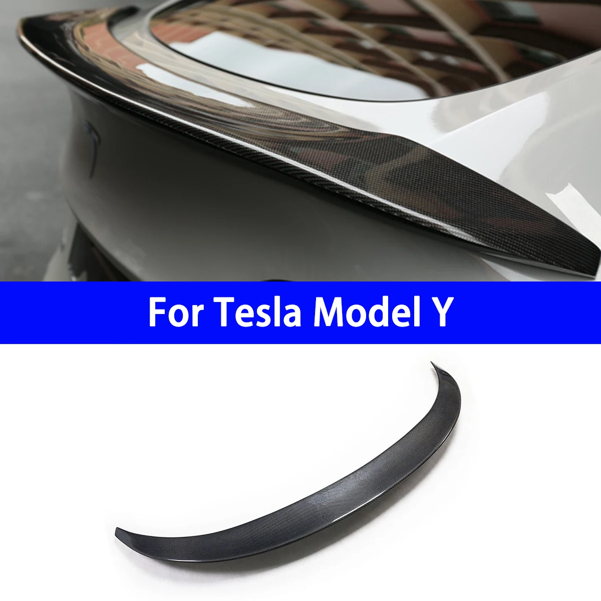 Suitable for Tesla Model Y carbon fiber pressure tail fixed wing fiber spoiler