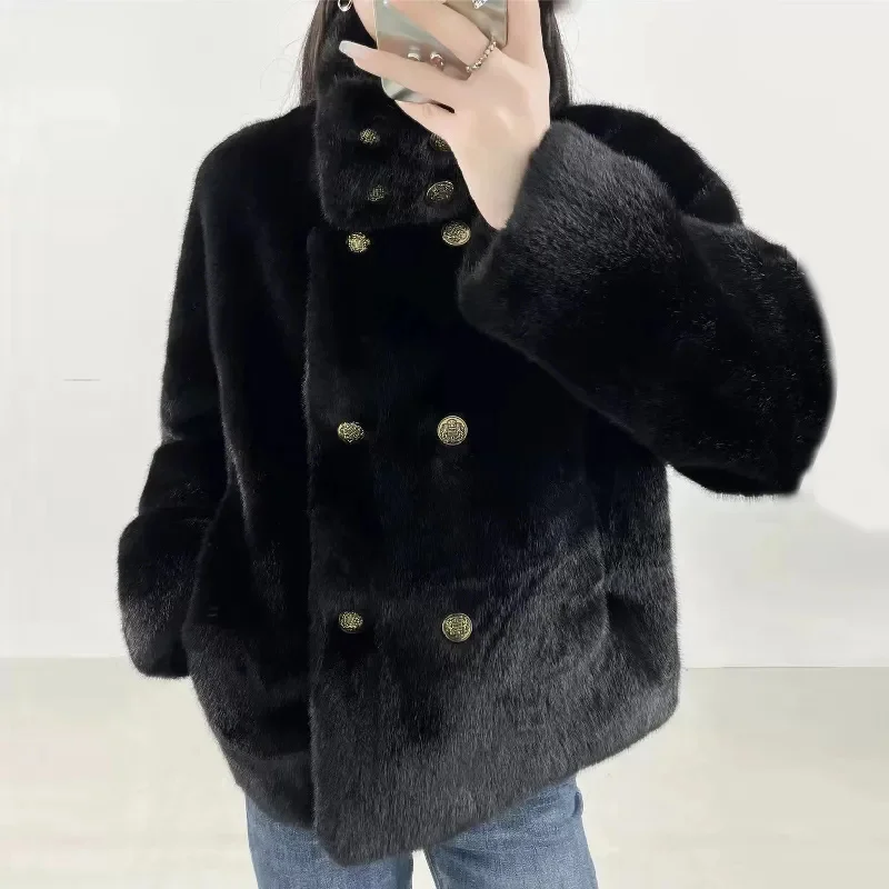 Mink Velvet Coat Female 2025 Autumn Winter New Fur Integration Jacket Environmental Protection Outwear Women Rex Rabbit Overcoat