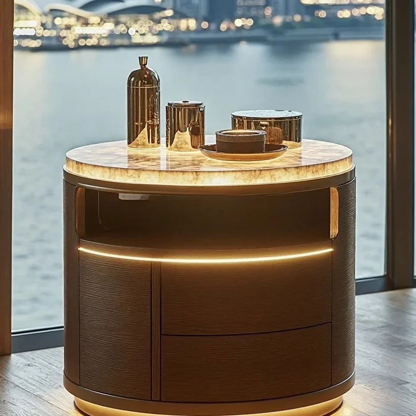 

GFrench modern simple light luxury convenient locker luminous bedroom high-end design, bedside table