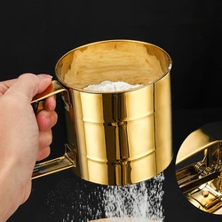 Stainless Steel Fine Mesh Powder Flour Sifter Sieve Strainer Manual Cup Icing Sugar Filter for Rubbing Berries Kitchen Tools Gad