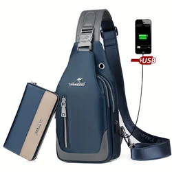 ChimStreet-Sac à bandoulière avec port de charge USB pour homme et femme, sac à bandoulière unique, sac de voyage et de randonnée