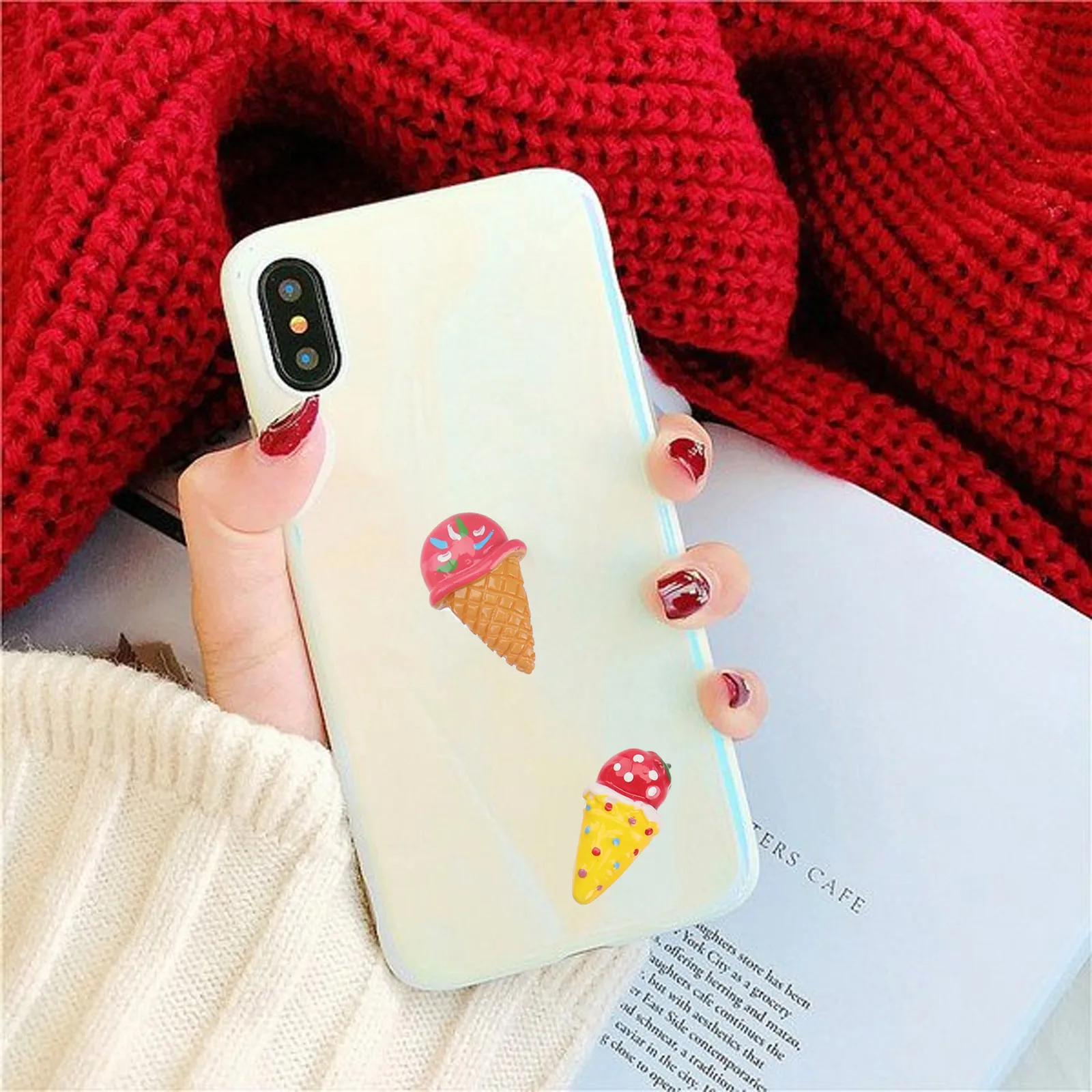 

20 Pcs Ice Cream Ornament Colorful Adornment Home Decor Lovely DIY Decals Resin Fridge Magnet Kids Room Party Supplies