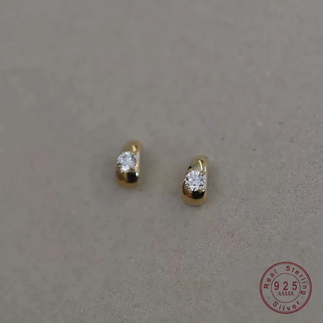 925 Sterling Silber Überzug 14 Karat Zirkon Wasser Tropfen Ohrringe für Frauen Exquisite Temperament Einfache Schmuck