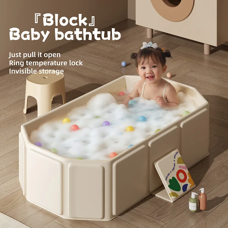 Baby Bathtub for Newborn To Toddlers ，Foldable Infants Babies Bath Tub with Non-Slip Base , Portable Bathtub for Home Outdoor