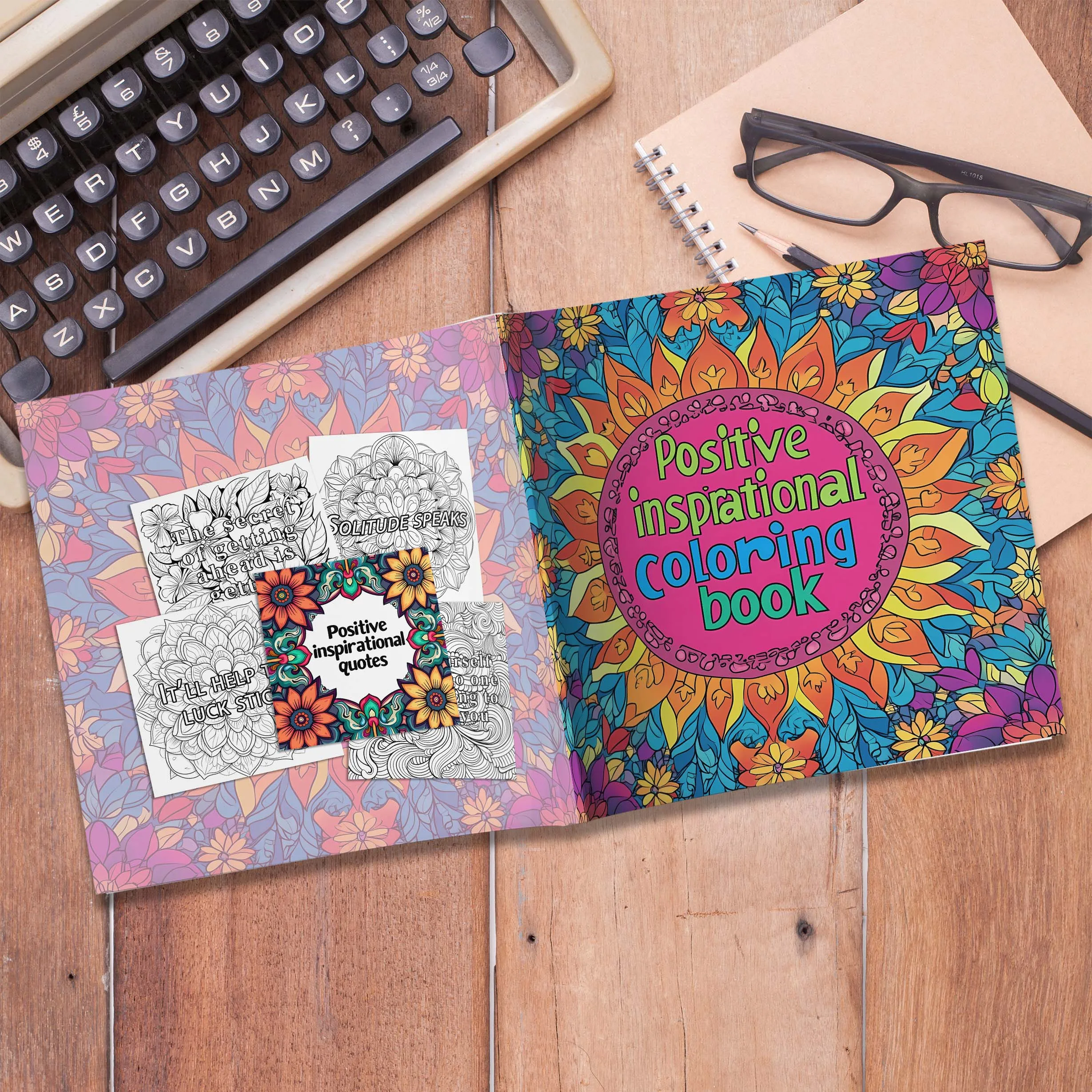 24 Sheet Adult Drawing Book Positive Inspirational Coloring Book for Soothing, Anxiety Relief, and More – Perfect for Holiday Gi
