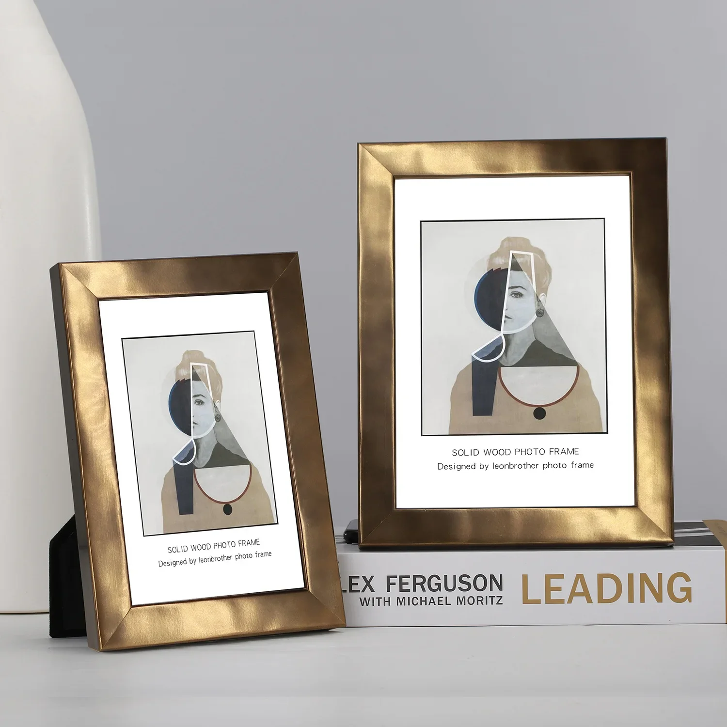 Modern Light Luxury Brass Water Ripple Picture Frame Table Decoration