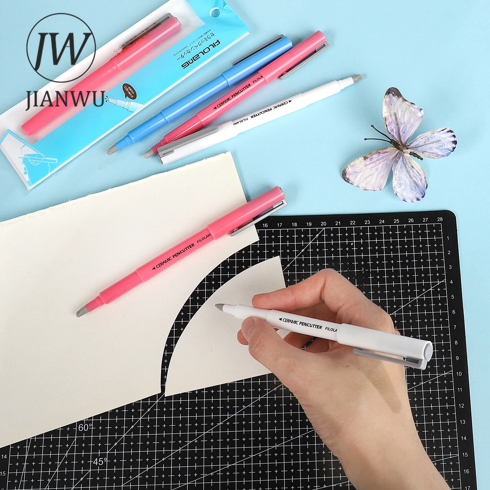 JIANWU Pen-style Ceramic Pen Sharpener Art Knife Material Collage Cutting Tools Creative DIY Journal Student Supplies Stationery