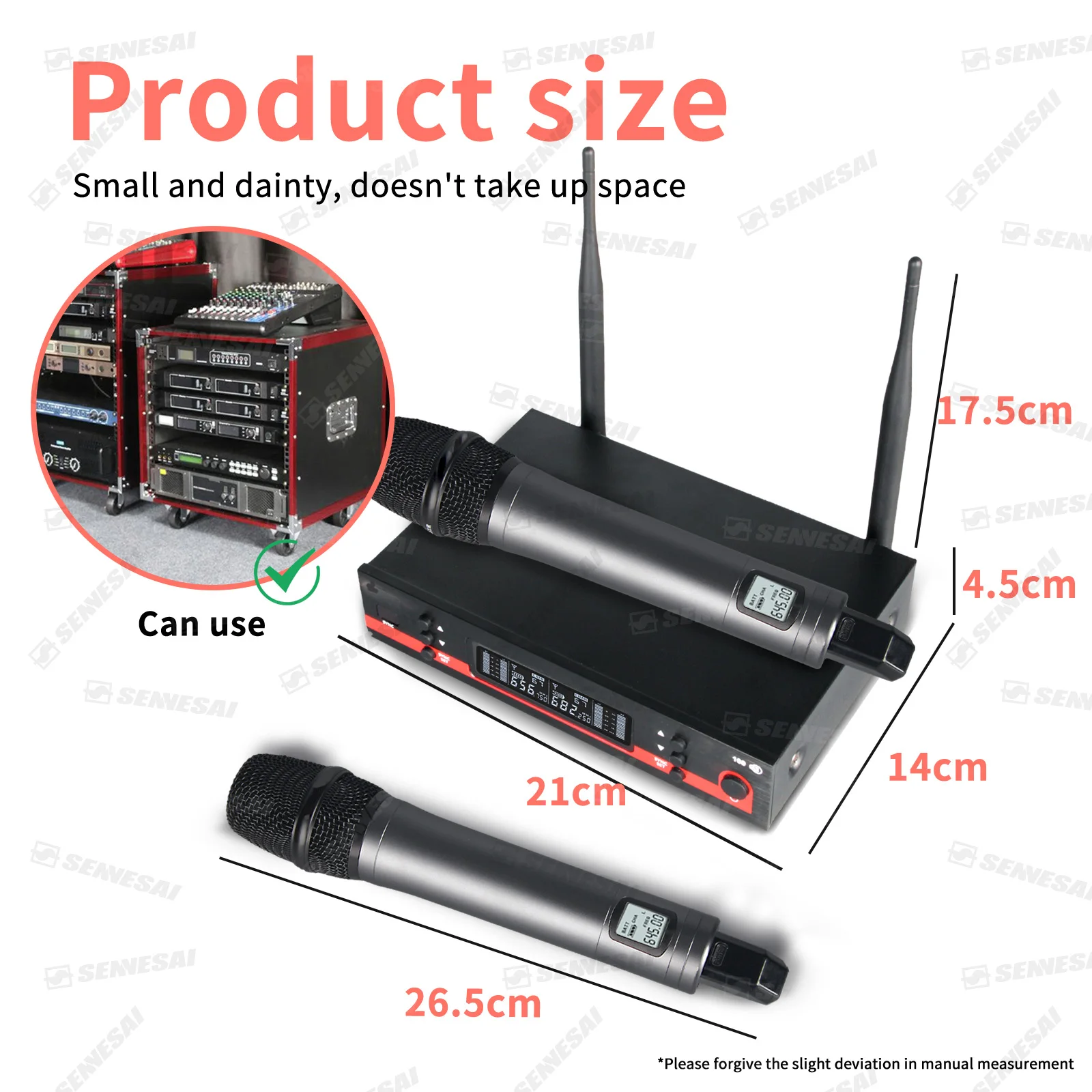SENNESAI Ew100G3 Professional Dual Wireless Microphone Stage Performance 2 Channels 600-699MHz UHF Karaoke Metal Handheld e835