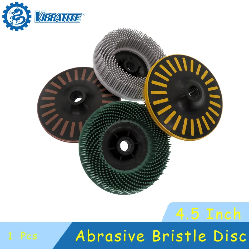 4.5 Inch Abrasive Bristle Disc 50/80/120/220 Grit M14 Thread 1 Pcs lexible Grinding Disc Rust Paint Coating Remover Polishing