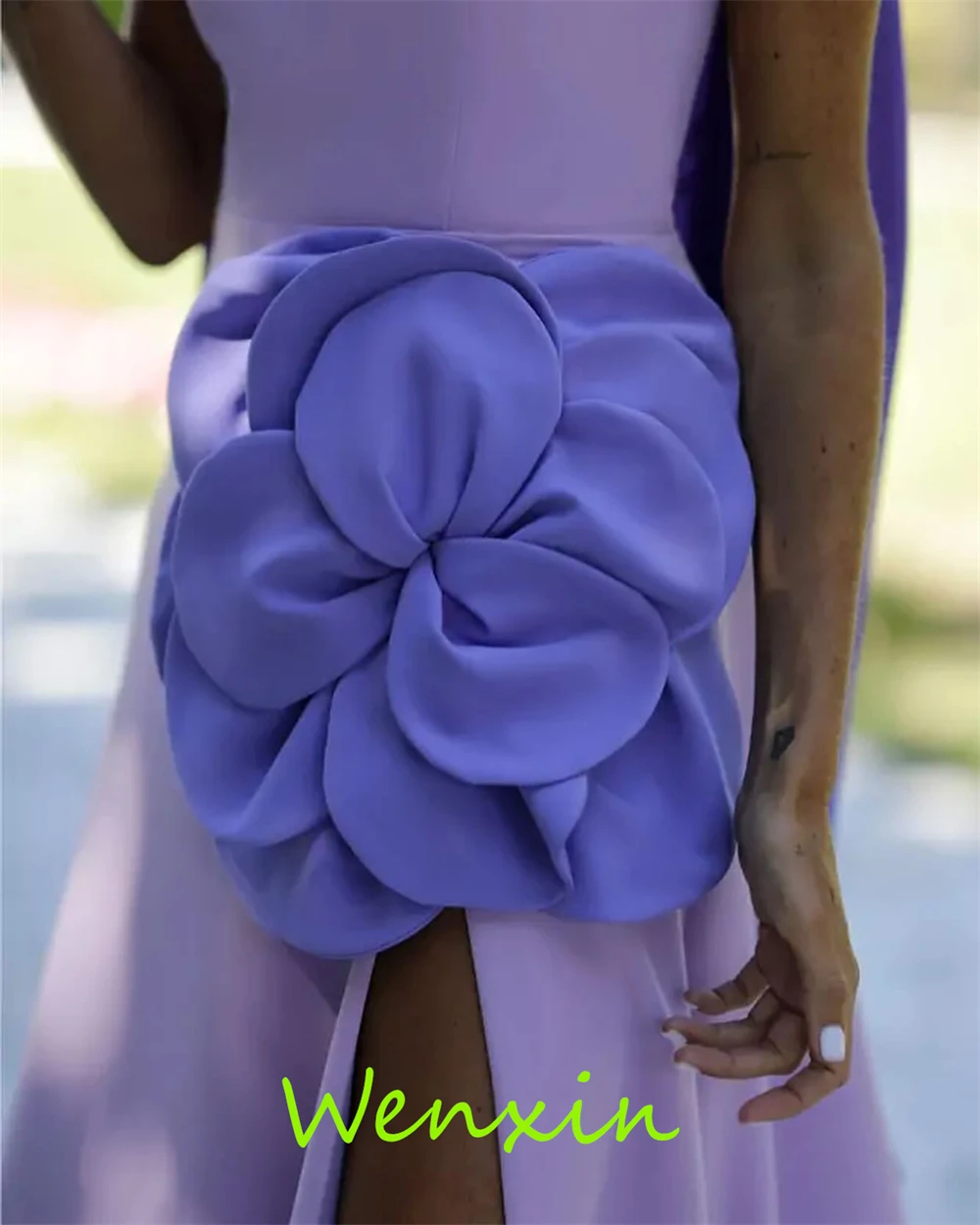 Robe de soirée personnalisée, Sexy, sans bretelles, fleurs gracieuses, ligne a, fente latérale, robes de célébrité, rubans exquis, robe de fête