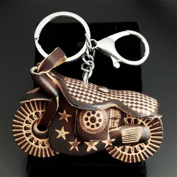 Motorcycle Genuine Cowhide Keychain Bag Purse Accessories for Women Men Alloy Leather Charm Key Chains Jewelry Gifts K8836-1S04