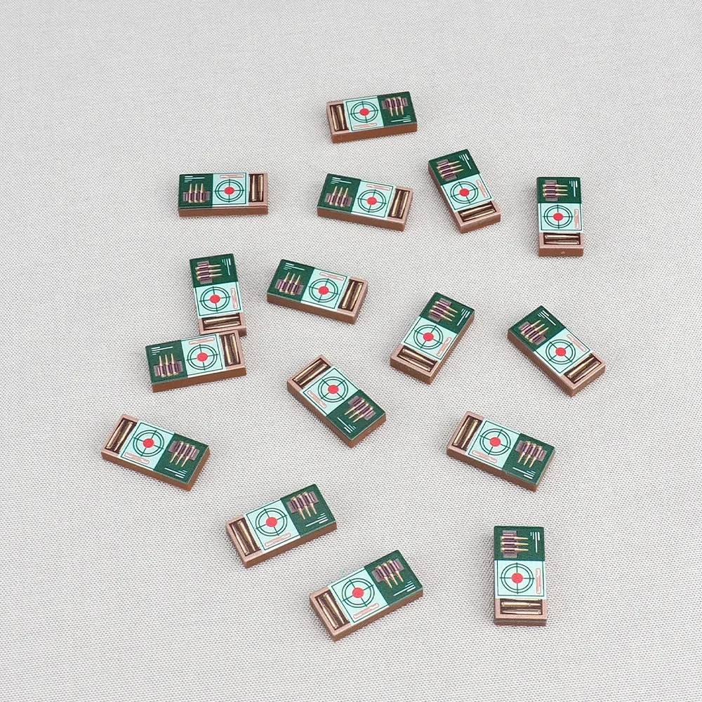 MOC 10PCS Printed 3069 Bullet Pattern Building Blocks 3069pb Soldier Military Scene Aim Board Bricks Particle Idea DIY Toy Gifts