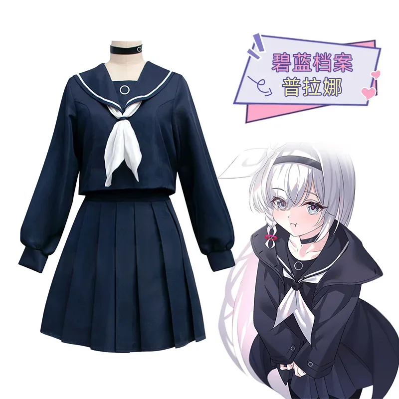 Game Blue Archive Purana Cosplay Costume Halloween Role Play Women Girls School Jk Uniform Blue Sailor Coat Skirt Full Suits