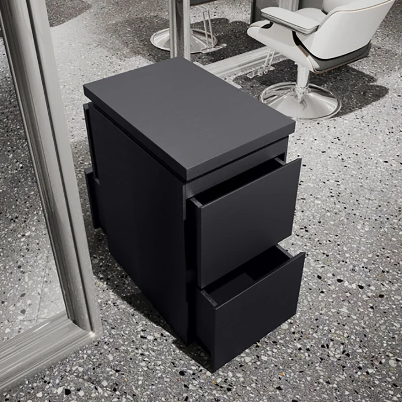 Barber Shop Tool Counter Hair Salon Dedicated Stainless Steel Hair Storage Cabinet With Drawer And Hair Dryer Rack
