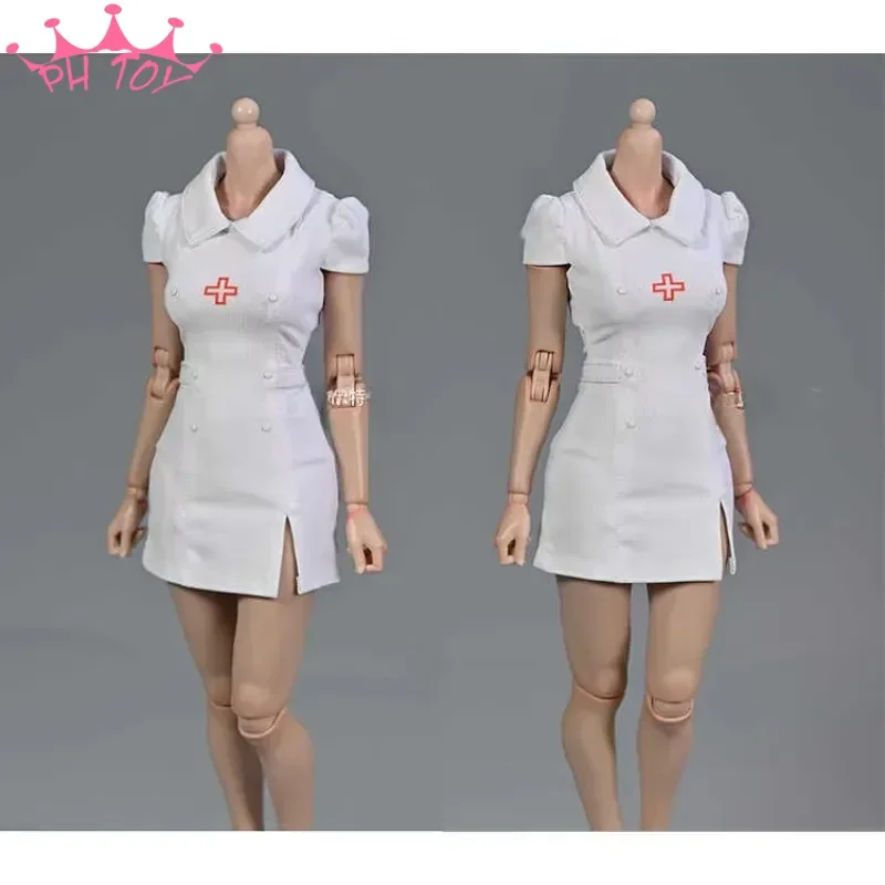 1/6 Scale White Nurse Uniform Jumpsuit Hat Clothes Model for 12in Female Soldier Action Figures Doll Scene Accessories DIY Toy